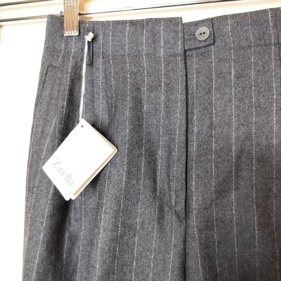 Zanella Wool Dress Pants Pinstripe Made In Italy Pleated Trousers - Picture 8 of 13